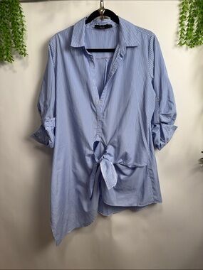 Paper Heart Blue & White Striped Button-Down Shirt